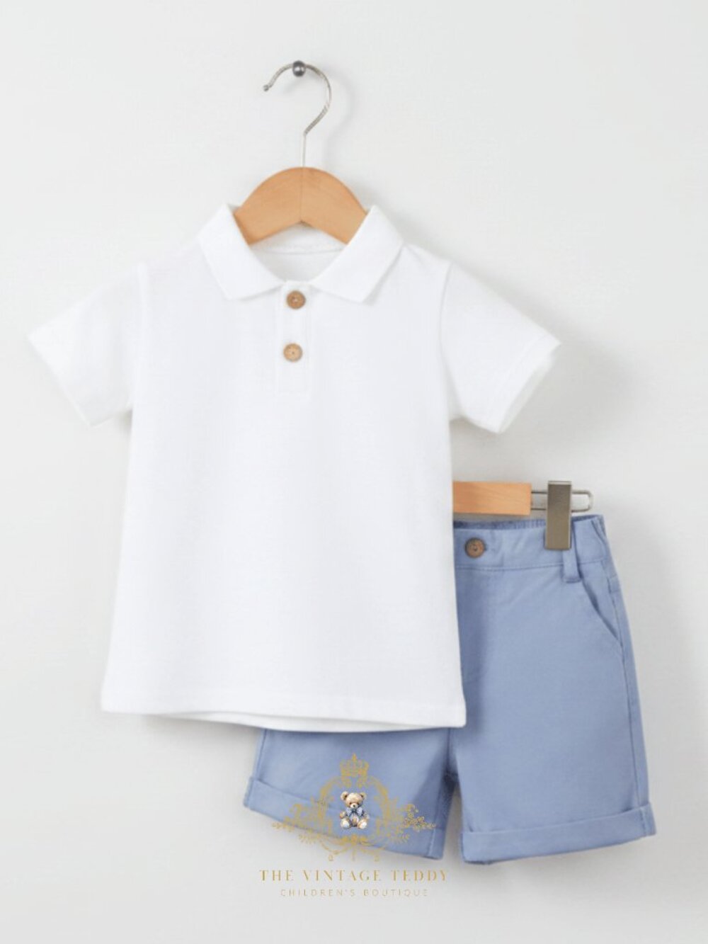 NWT Handsome Boys Polo Button Down Shirt Shorts 2-Piece Kids Matching Set 18-24M - Picture 3 of 3